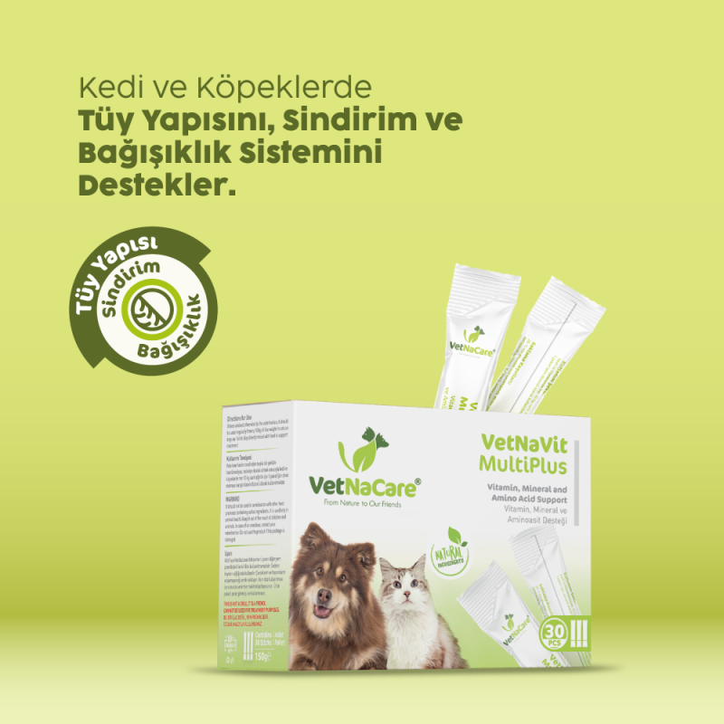VetNaVit MultiPlus – Kedi ve Köpekler İçin Vitamin, Mineral ve Aminoasit Desteği 150 gr